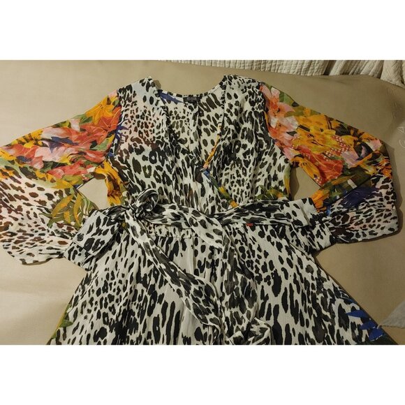 Sky Zone Exchange Dress Medium Bright Animal Print Diva Boho Floral Wrap India - Picture 5 of 11